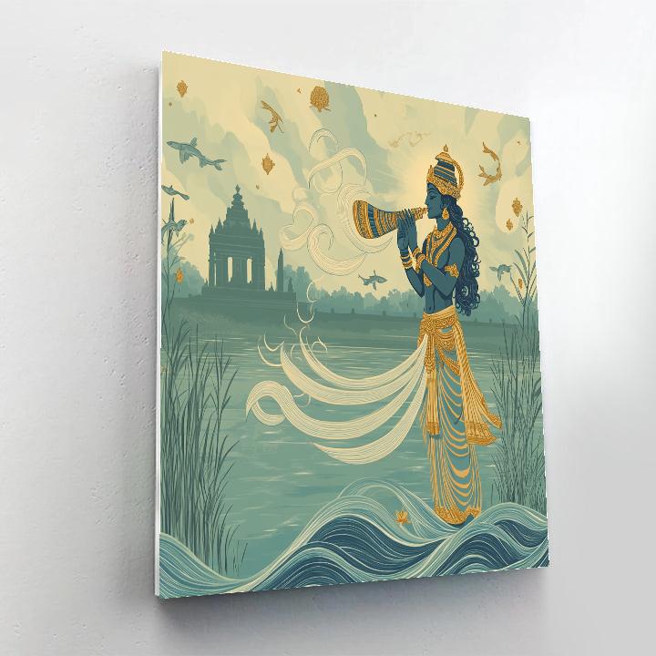 Vishnu Creating Harmony With A Conch Sound Wave River paint by number