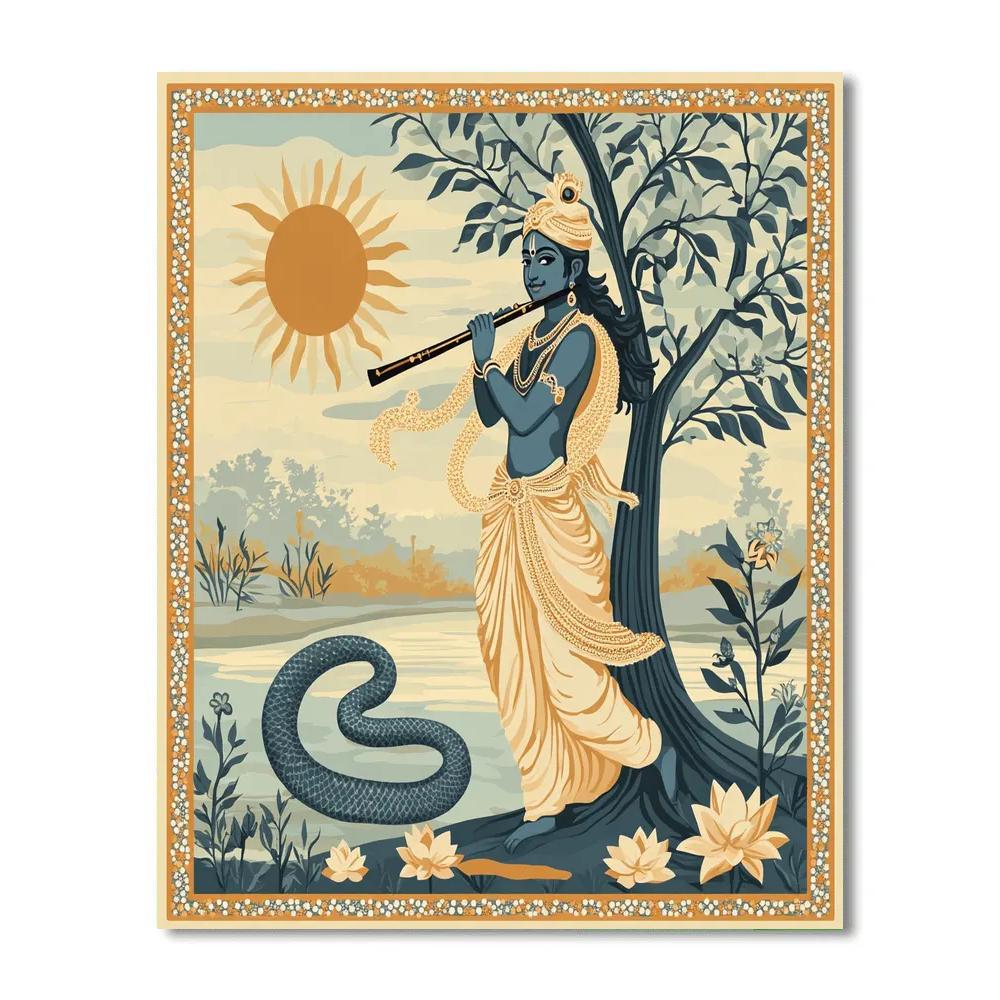 Krishna Practicing Yoga With A Serpent Shadow DIY paint by numbers