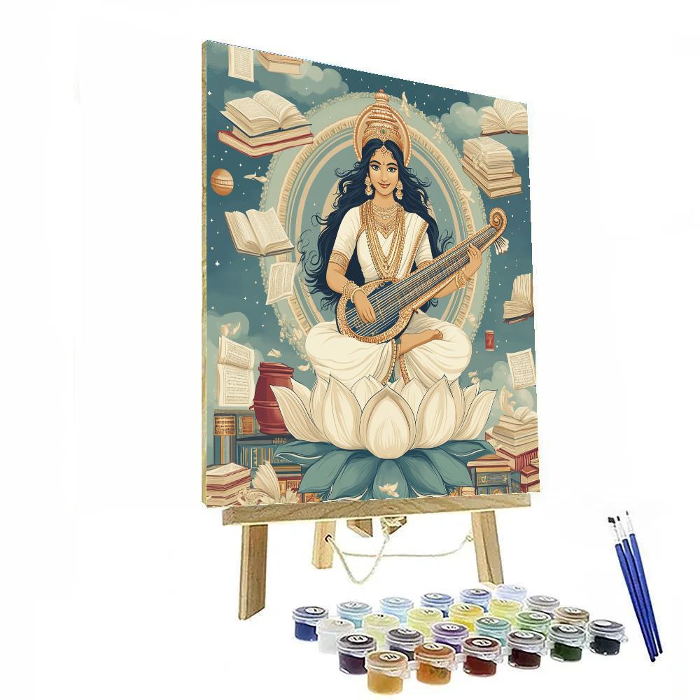Saraswati In The Library Of Floating Manuscripts DIY paint by numbers