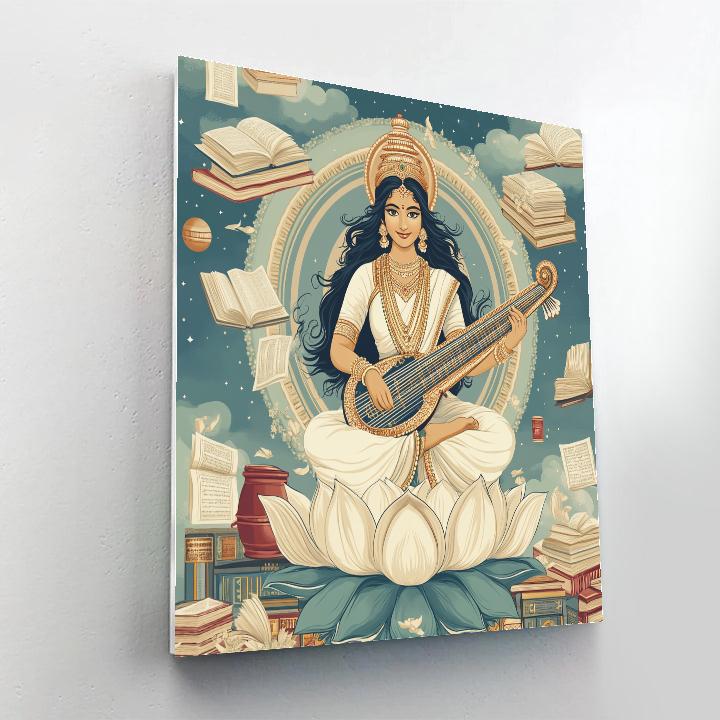 Saraswati In The Library Of Floating Manuscripts DIY paint by numbers