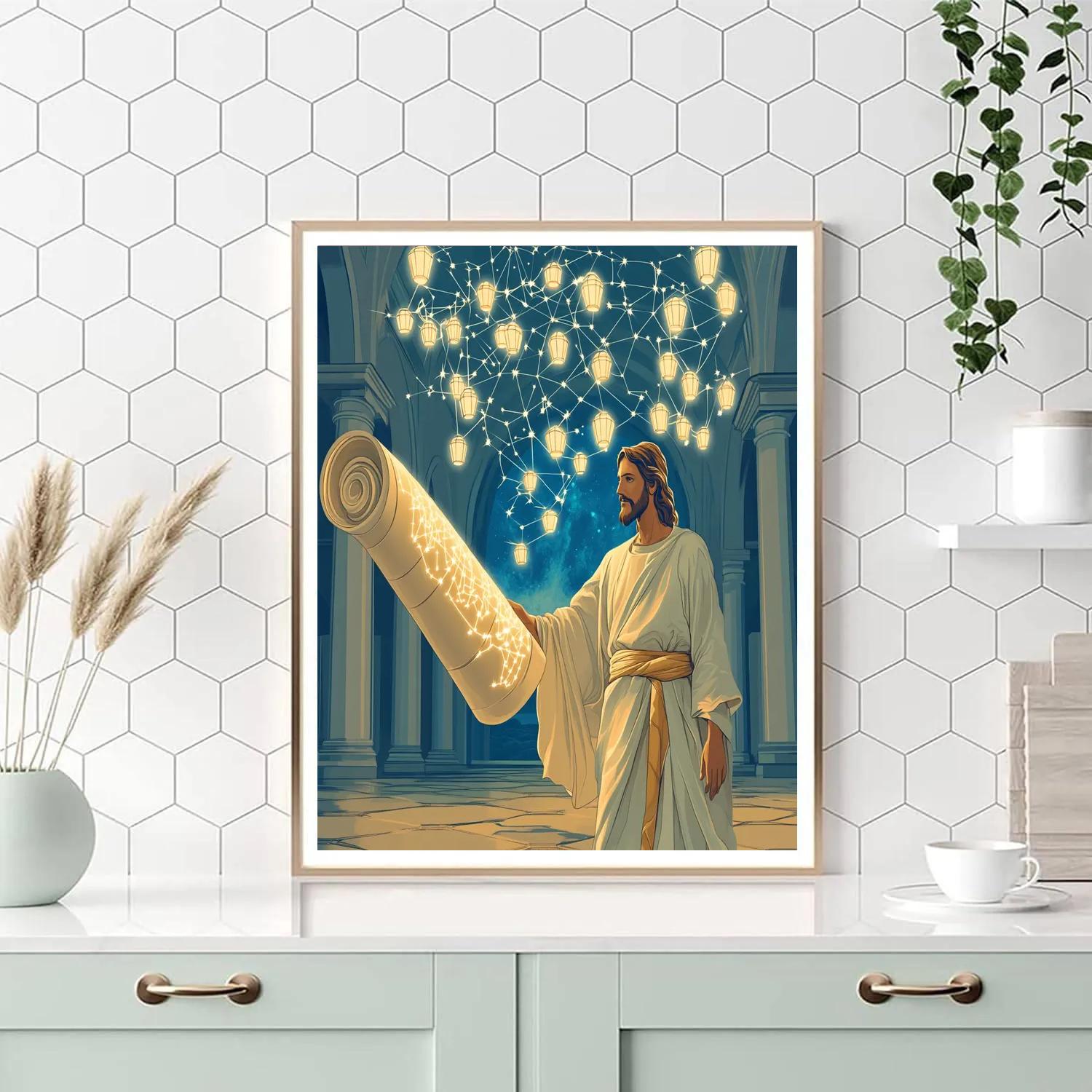 Jesus Scroll Of Lantern Constellations Paint by numbers art