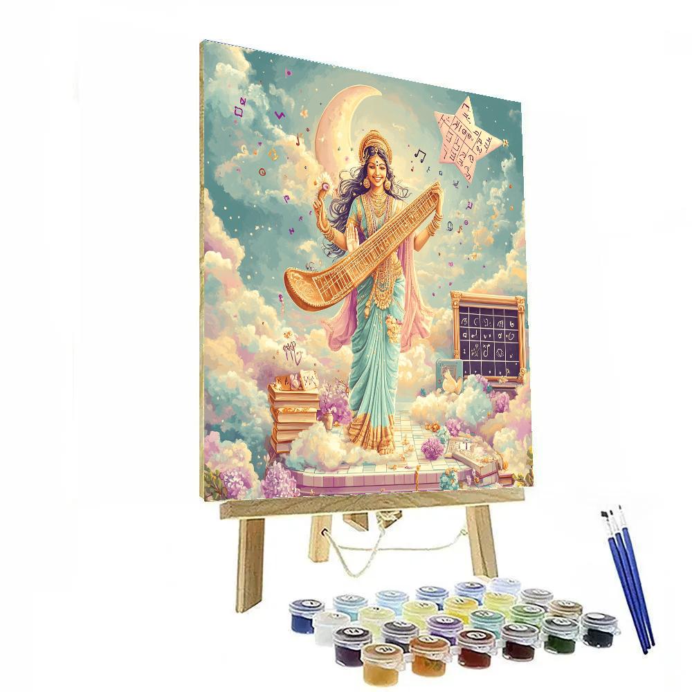 Saraswati Guiding The Celestial Classroom Kite paint by number
