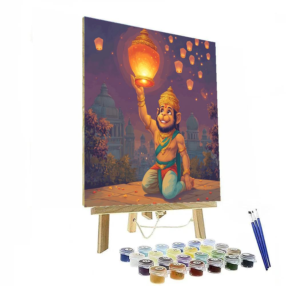 Hanuman Sky Lantern Guardian paint by number