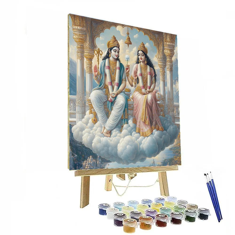 Vishnu And Lakshmi In A Floating Palace Of Cloud Marble Paint by numbers art
