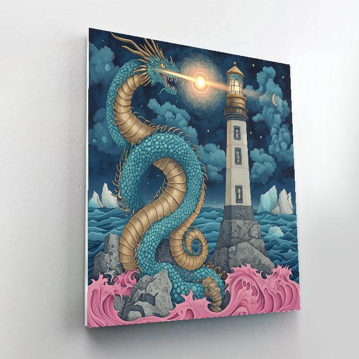 Clockwork Lighthouse Dragon DIY paint by numbers