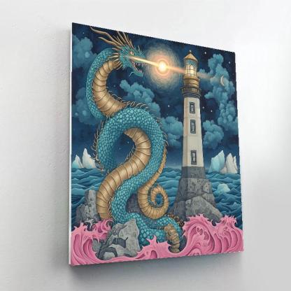 Clockwork Lighthouse Dragon DIY paint by numbers