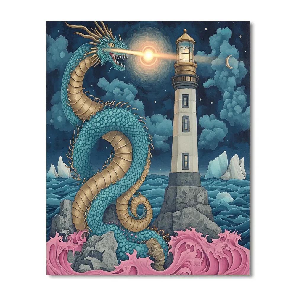 Clockwork Lighthouse Dragon DIY paint by numbers