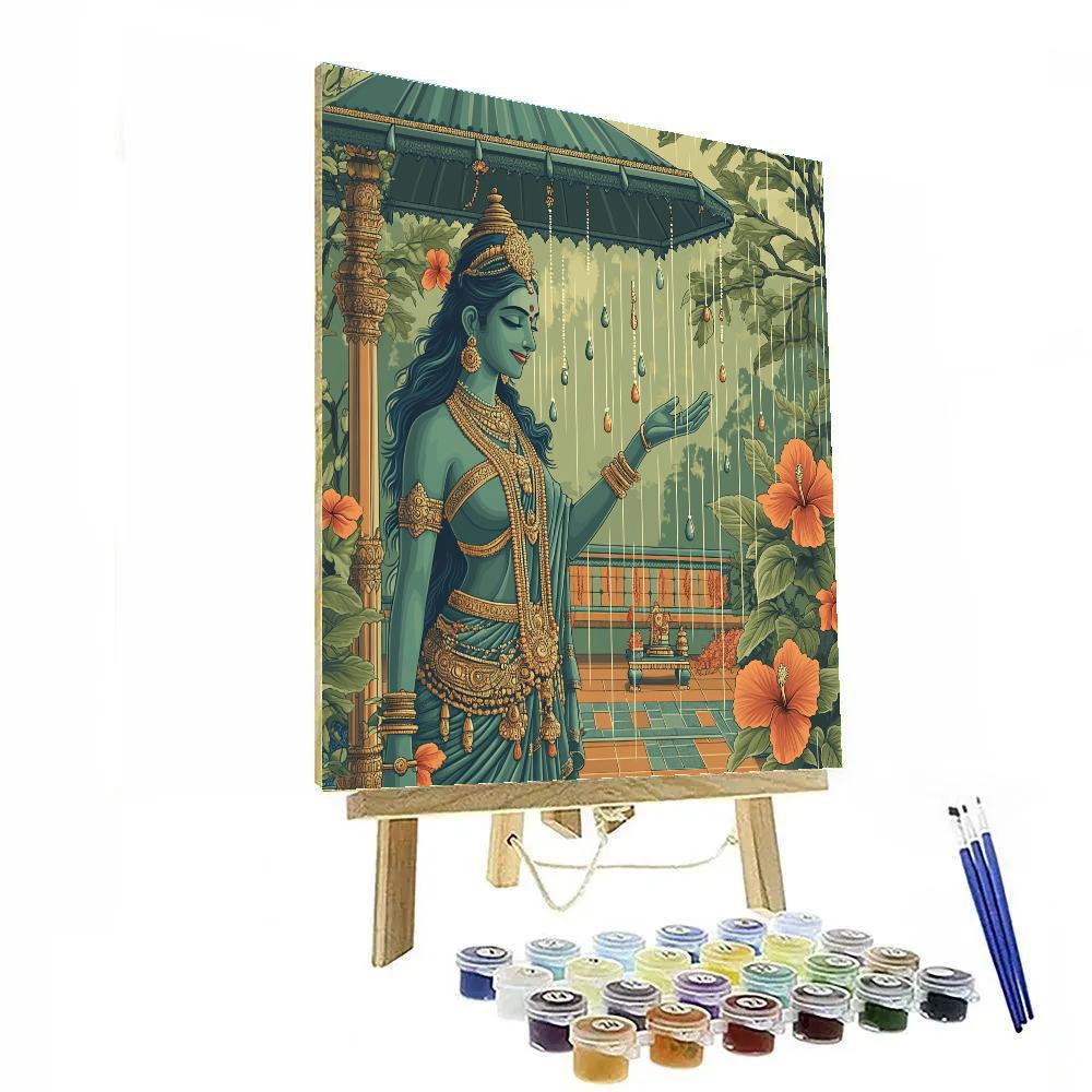 Parvati In Monsoon Courtyard Blessing DIY paint by numbers