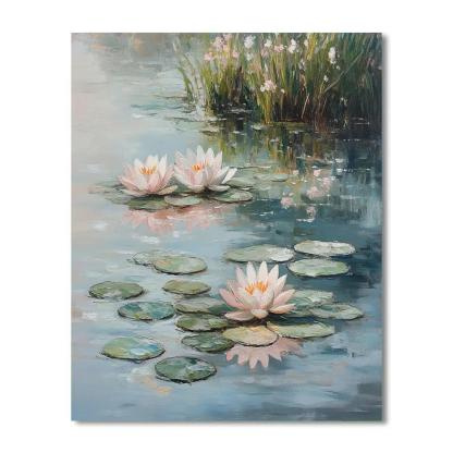 Claude Monet Inspired Waterlilies Under Pearl Rainlight paint by number