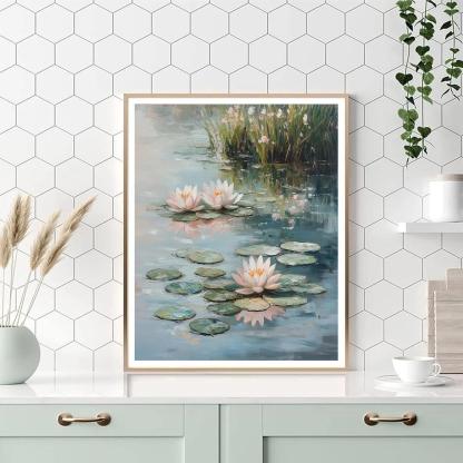 Claude Monet Inspired Waterlilies Under Pearl Rainlight paint by number