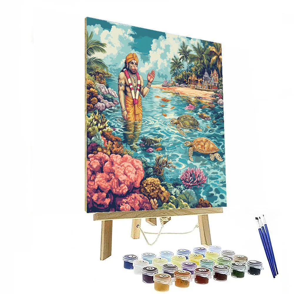 Hanuman With Coral Reef Blessing Painting by numbers kit