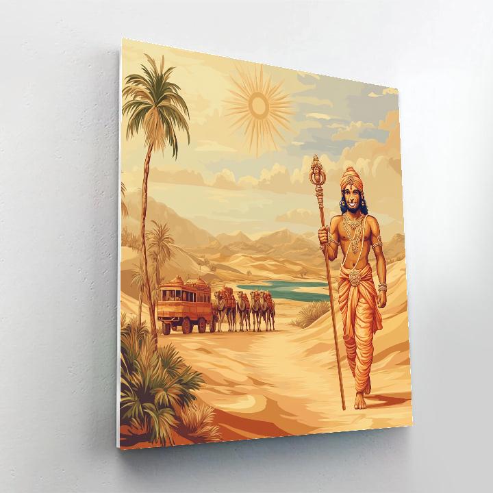 Desert Caravan, Hanuman Protector Number painting