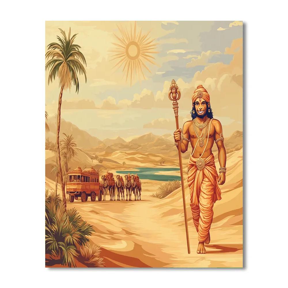 Desert Caravan, Hanuman Protector Number painting