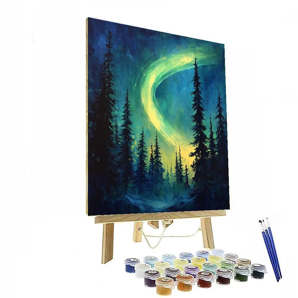 Edgar Degas Inspired Aurora Over Winter Pines Number painting