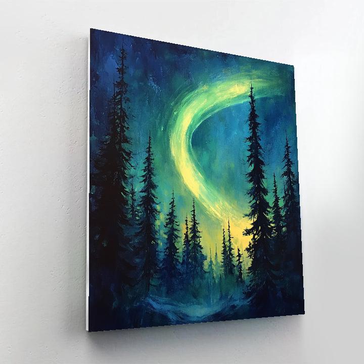 Edgar Degas Inspired Aurora Over Winter Pines Number painting