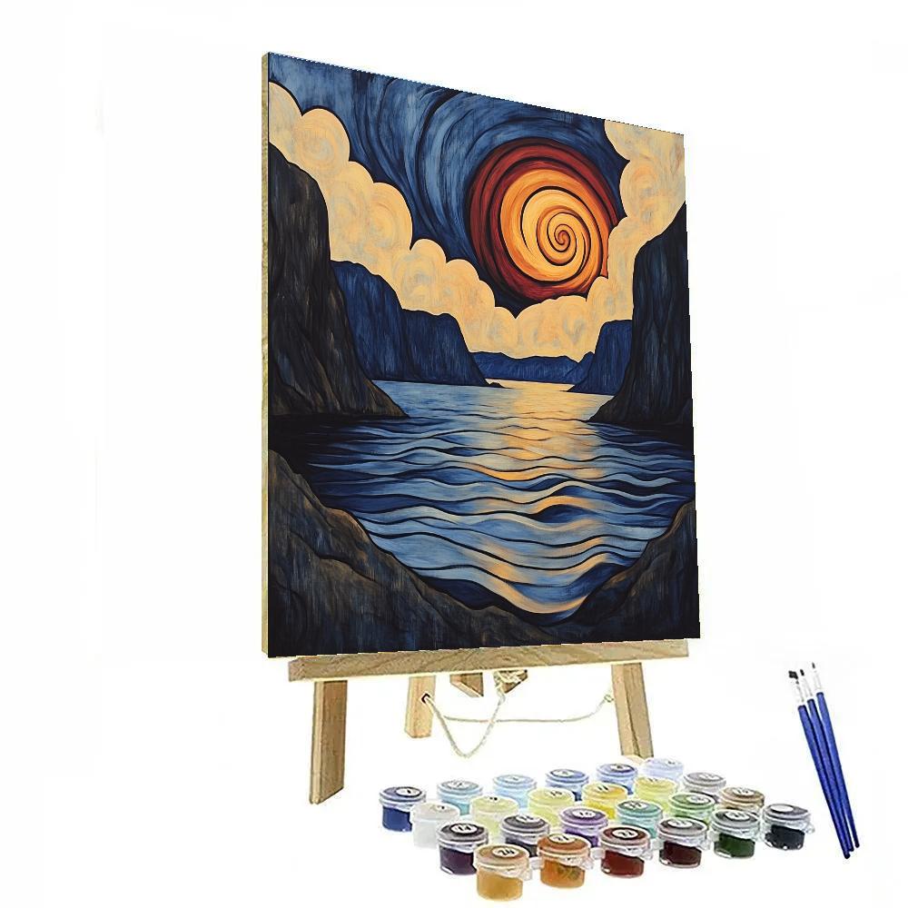 Edvard Munch Inspired Fjord Eclipse Over Trembling Water painting number kit