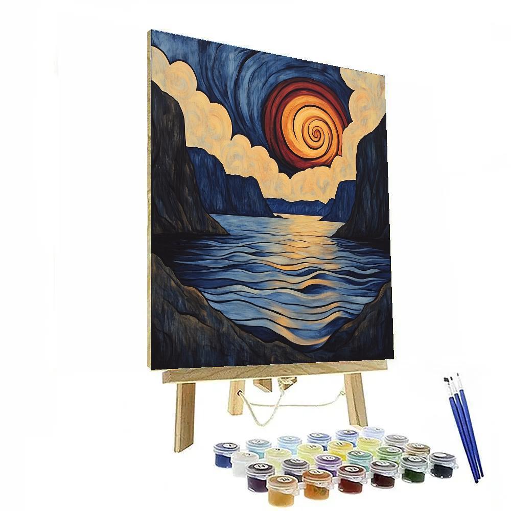Edvard Munch Inspired Fjord Eclipse Over Trembling Water painting number kit
