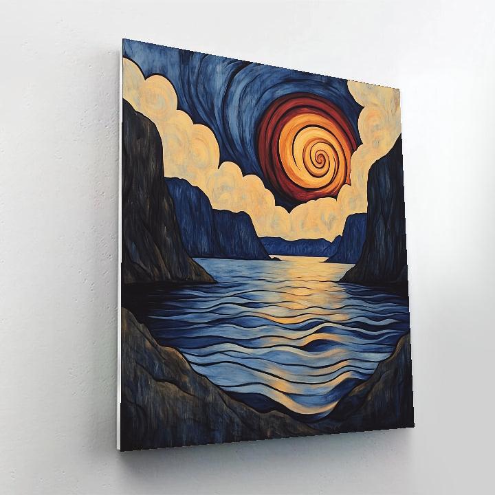 Edvard Munch Inspired Fjord Eclipse Over Trembling Water painting number kit