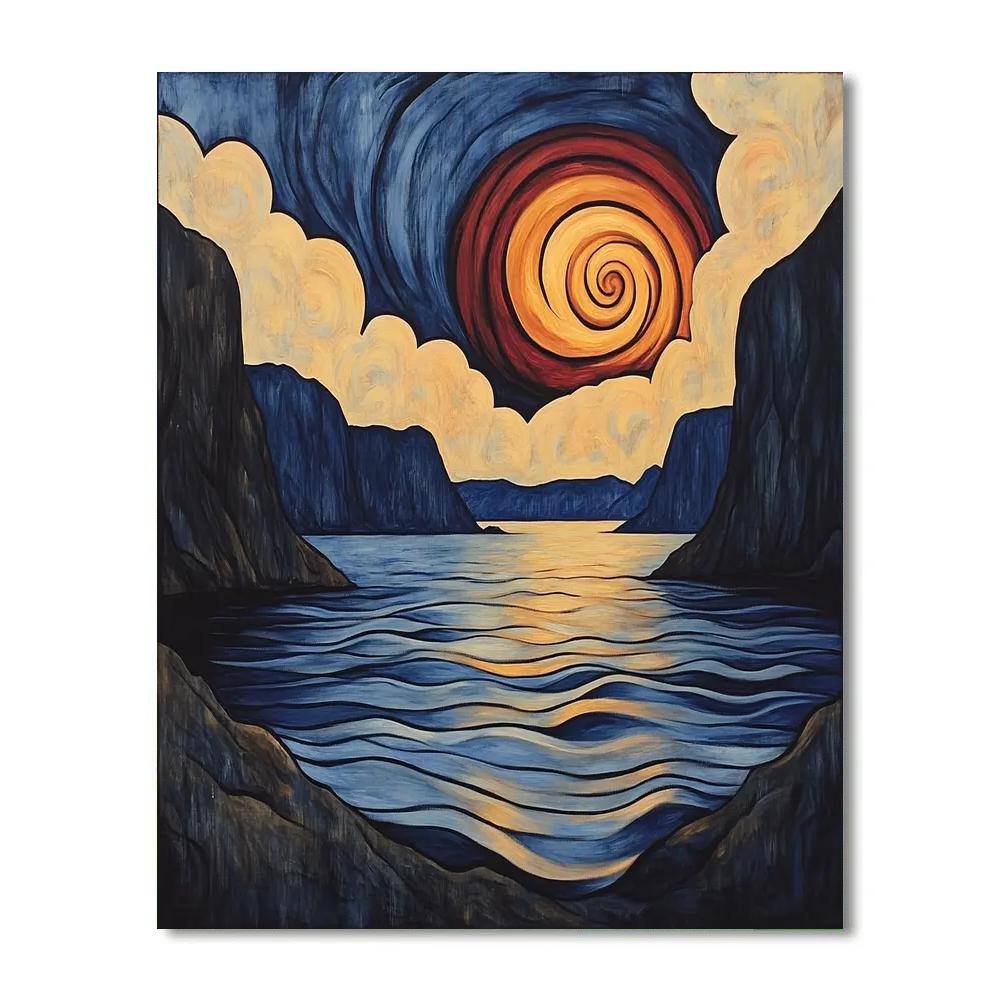 Edvard Munch Inspired Fjord Eclipse Over Trembling Water painting number kit