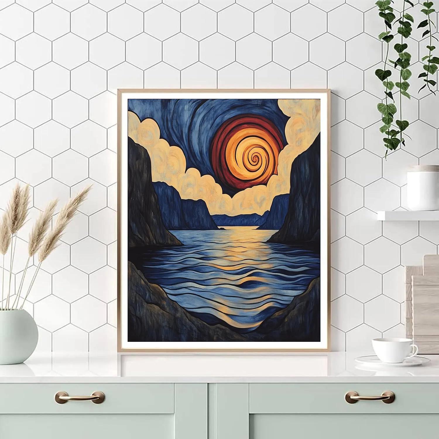 Edvard Munch Inspired Fjord Eclipse Over Trembling Water painting number kit