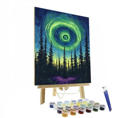 Edvard Munch Inspired Aurora Spiral Above Whispering Pines DIY paint by numbers