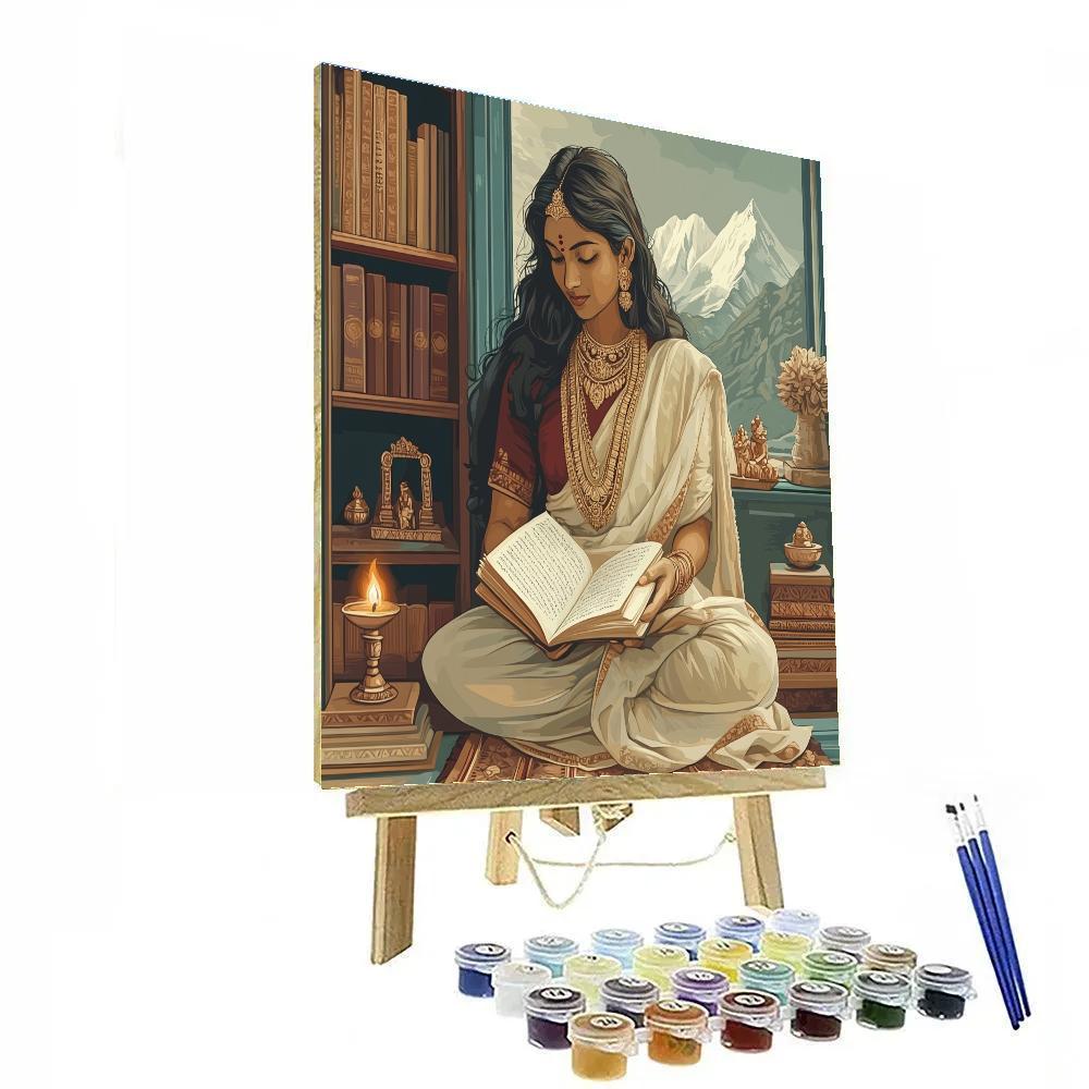 Parvati In Jewel Toned Library Shrine painting number kit