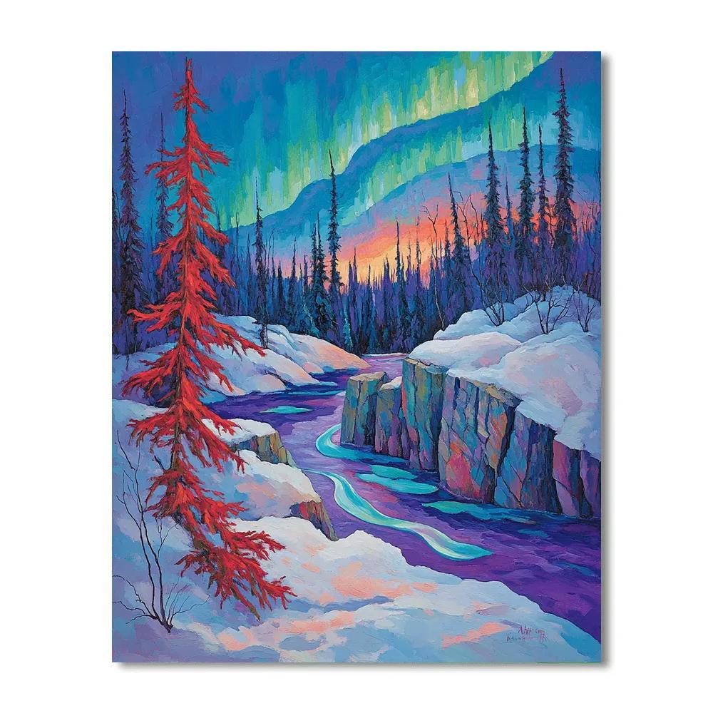 A.Y. Jackson Inspired Aurora Over The Canadian Shield Thaw Paint by numbers kits