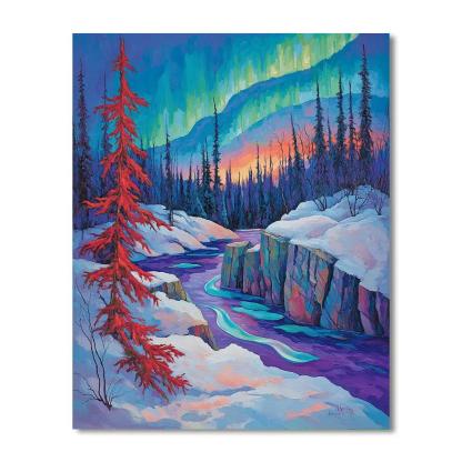 A.Y. Jackson Inspired Aurora Over The Canadian Shield Thaw Paint by numbers kits