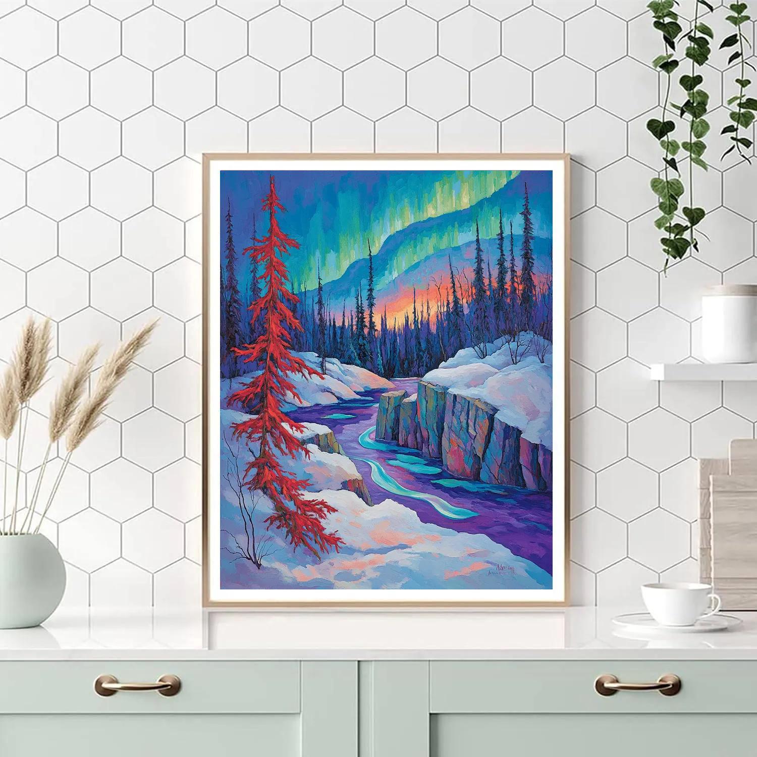 A.Y. Jackson Inspired Aurora Over The Canadian Shield Thaw Paint by numbers kits