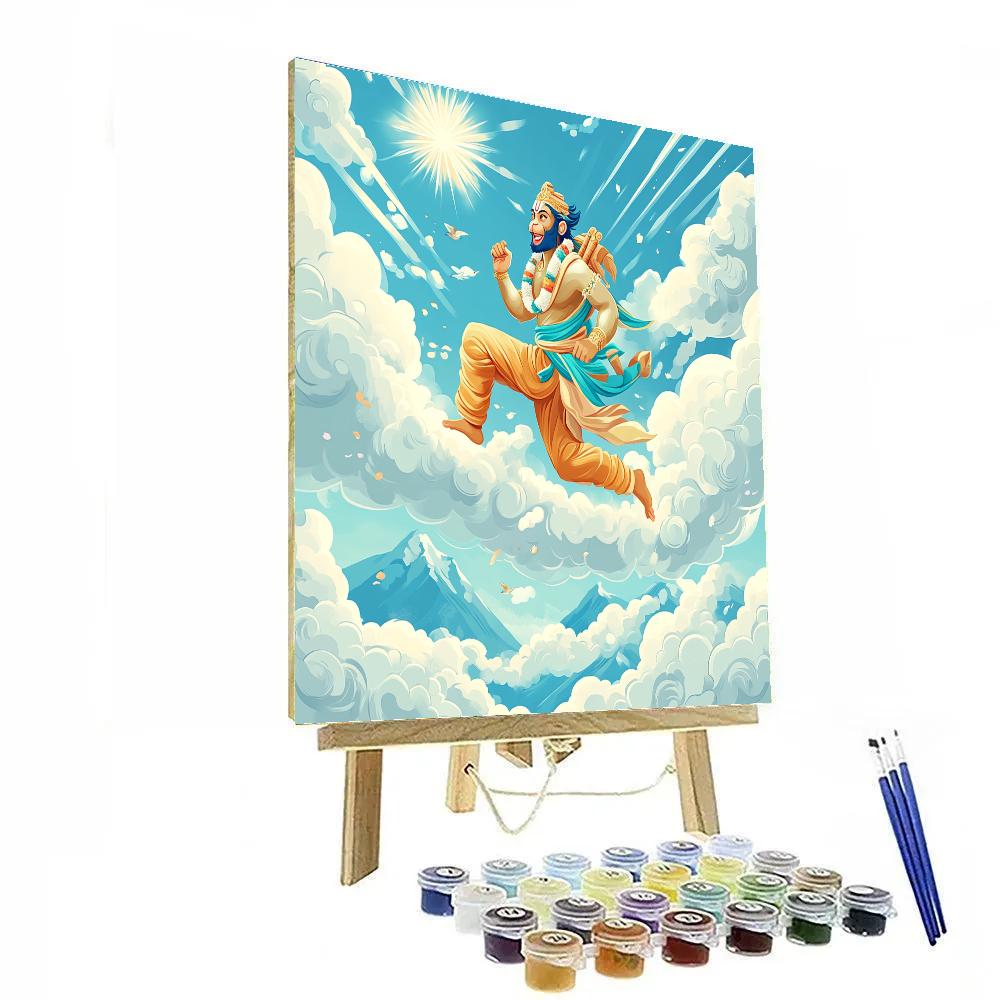 Hanuman Across Cloud Bridge paint by color