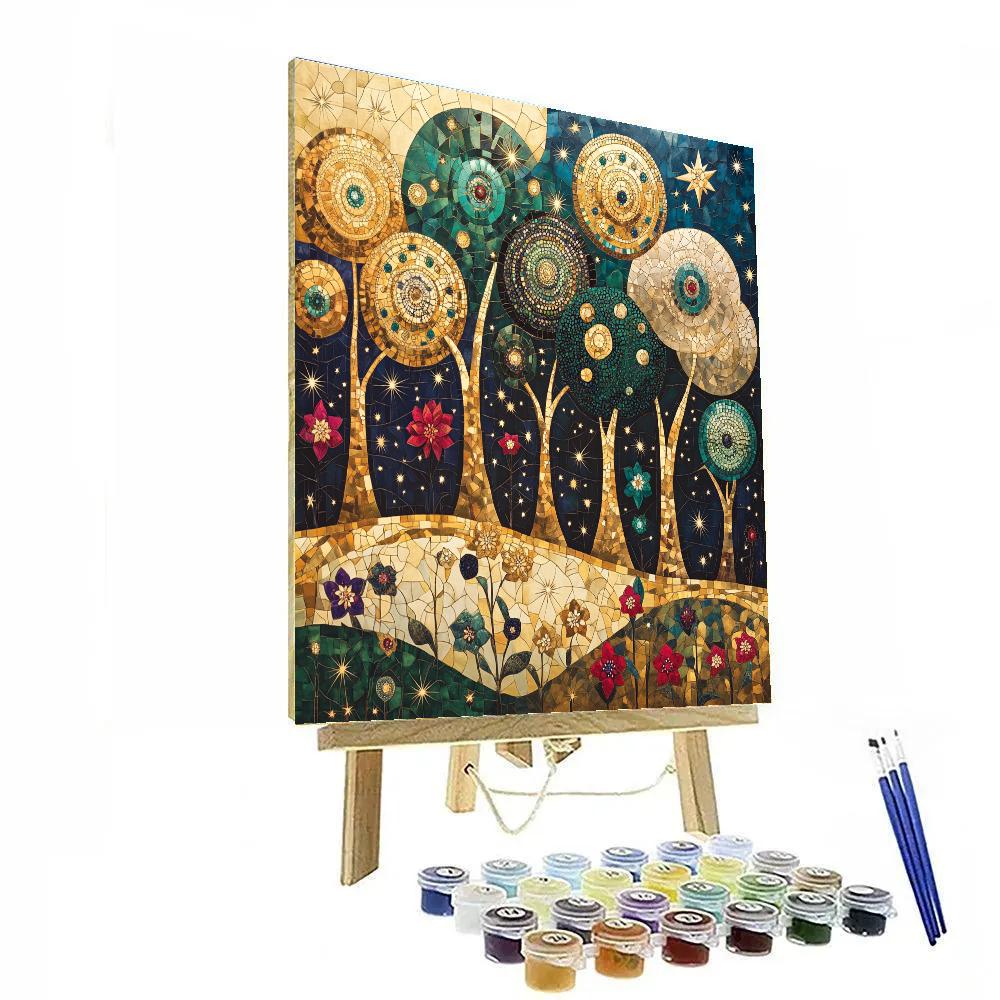 Gustav Klimt Inspired Auric Mycelium Constellation Grove DIY paint by numbers