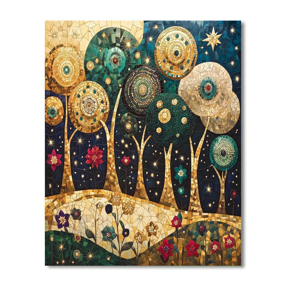 Gustav Klimt Inspired Auric Mycelium Constellation Grove DIY paint by numbers