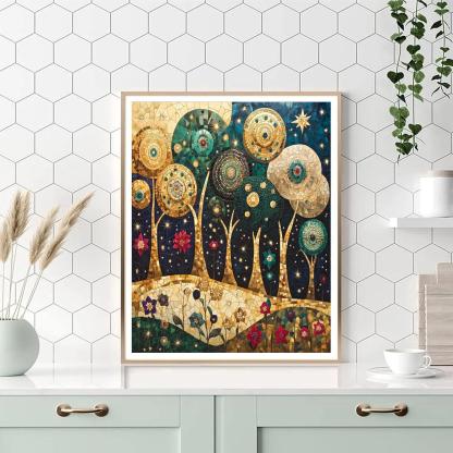 Gustav Klimt Inspired Auric Mycelium Constellation Grove DIY paint by numbers
