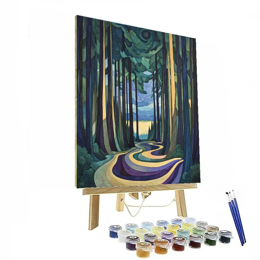 Emily Carr Inspired Storm Light Through Rainforest Mist Paint by numbers kits