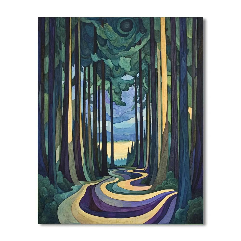 Emily Carr Inspired Storm Light Through Rainforest Mist Paint by numbers kits