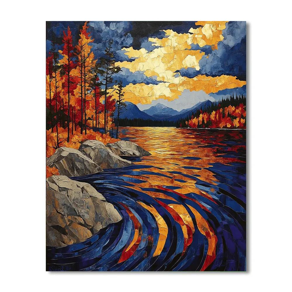 A.Y. Jackson Inspired Algoma Autumn Squall On A Northern Lake Numbered painting kits