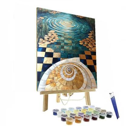 Gustav Klimt Inspired Gilded Tidal Mandala Lagoon paint by numbers