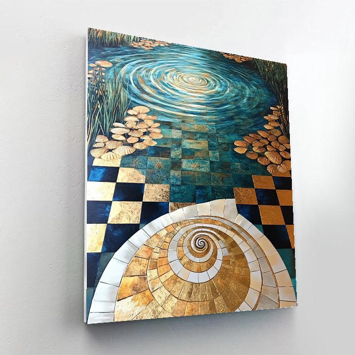 Gustav Klimt Inspired Gilded Tidal Mandala Lagoon paint by numbers