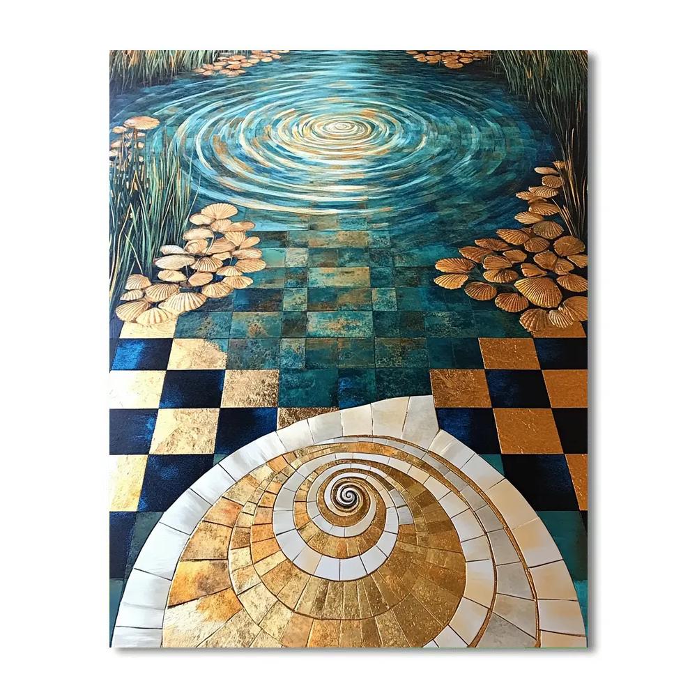 Gustav Klimt Inspired Gilded Tidal Mandala Lagoon paint by numbers