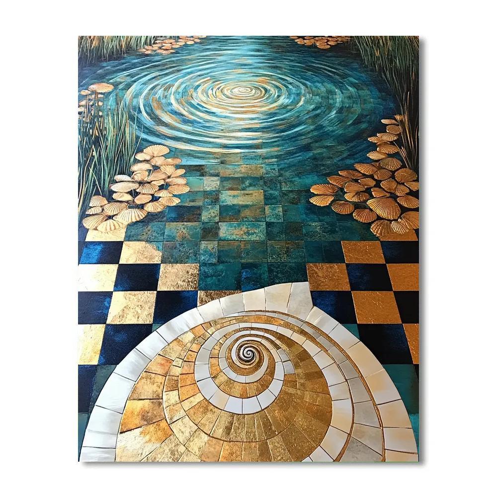 Gustav Klimt Inspired Gilded Tidal Mandala Lagoon paint by numbers