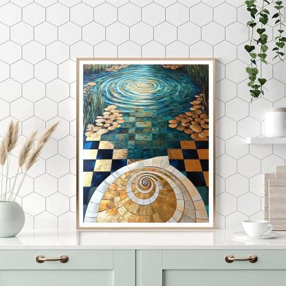 Gustav Klimt Inspired Gilded Tidal Mandala Lagoon paint by numbers