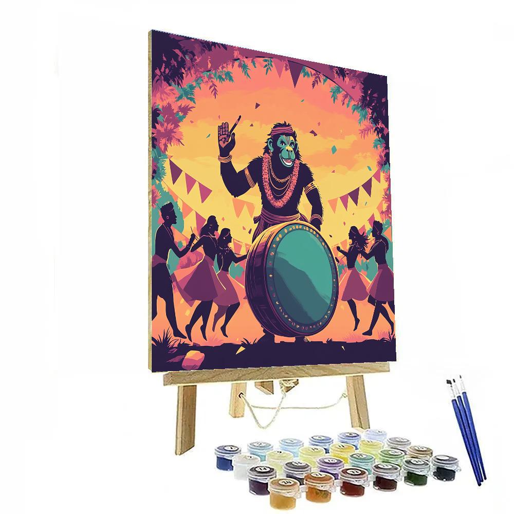 Hanuman Festival Drum Circle Painting by numbers kit