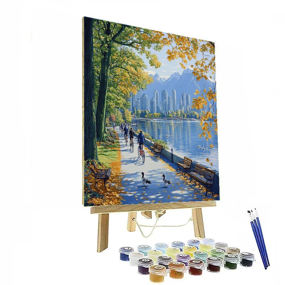 Autumn Reflections At Stanley Park Seawall Vancouver Canada paint by color