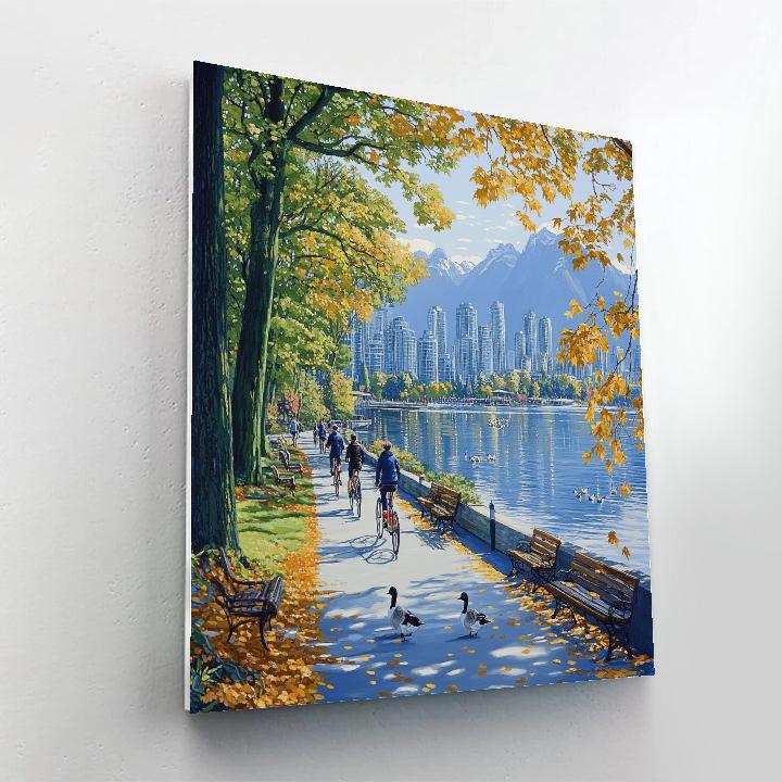 Autumn Reflections At Stanley Park Seawall Vancouver Canada paint by color