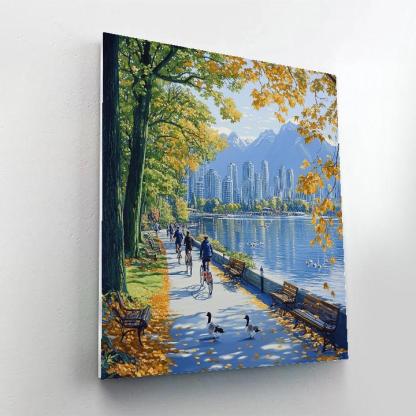 Autumn Reflections At Stanley Park Seawall Vancouver Canada paint by color
