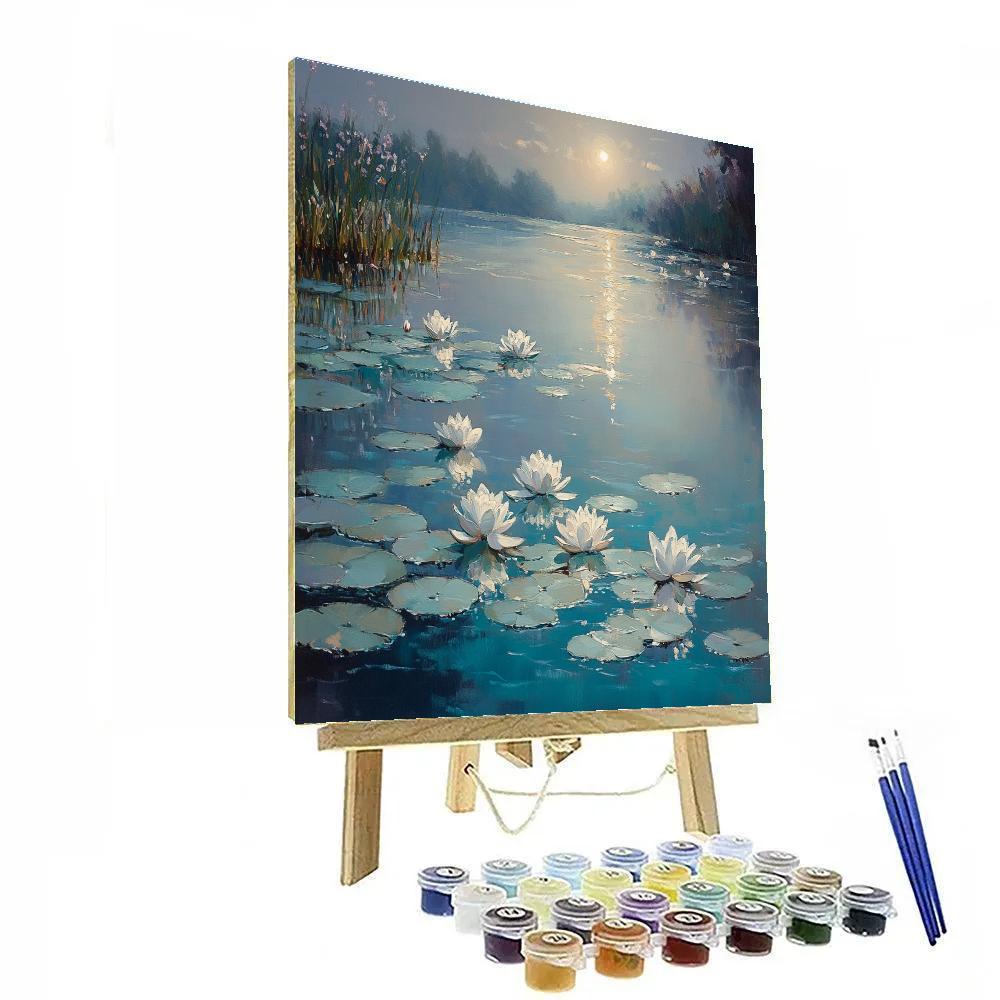 Claude Monet Inspired Water Lilies Under Moonlight DIY paint by numbers
