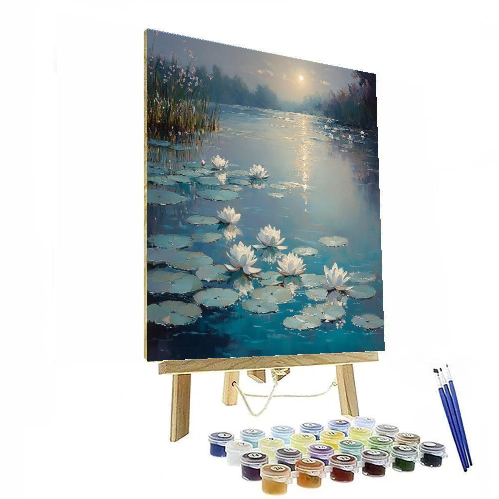 Claude Monet Inspired Water Lilies Under Moonlight DIY paint by numbers