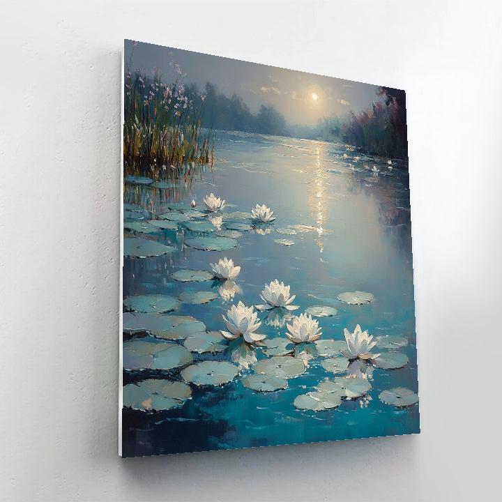 Claude Monet Inspired Water Lilies Under Moonlight DIY paint by numbers