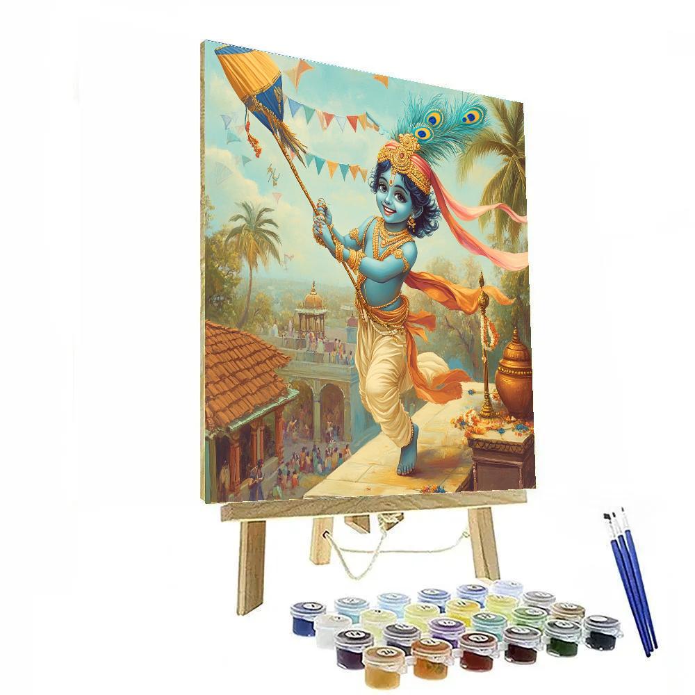 Krishna And The Celestial Kite Festival paint by color