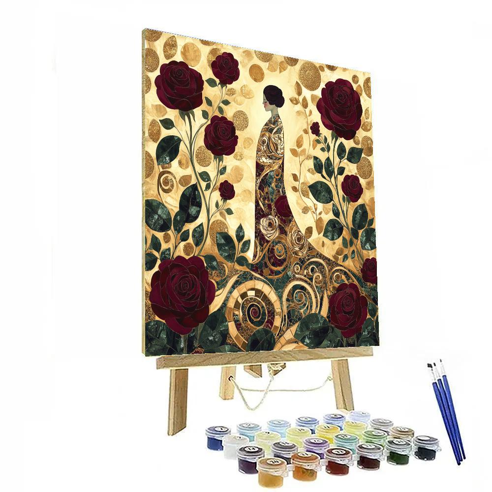 Gustav Klimt Inspired Golden Rose Garden Paint by numbers art